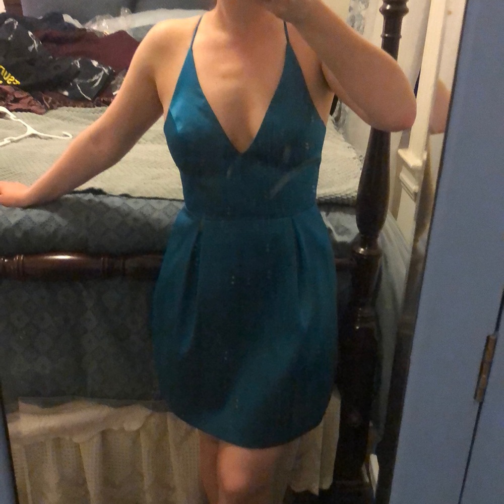 Blue silky Topshop party dress size 6